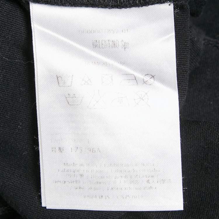 Pre Owned Valentino Black Eagle Print Jersey Cap Sleeve T-Shirt L
