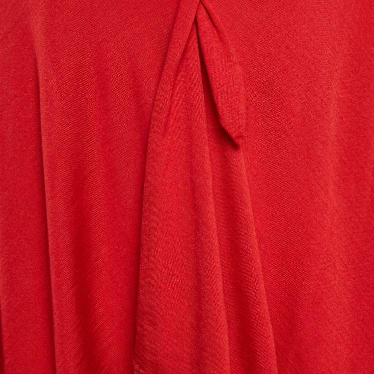 Pre Owned Valentino Red Red Lace Trim Knit Asymmetric Cardigan S