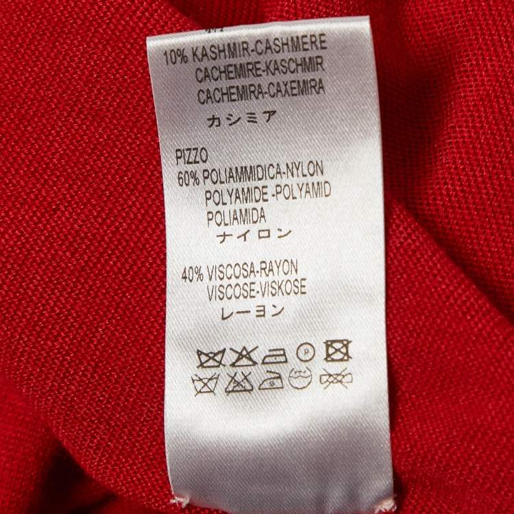 Pre Owned Valentino Red Red Lace Trim Knit Asymmetric Cardigan S