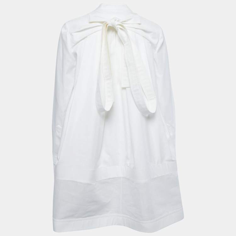 مملوكة مسبقًا Valentino Le Blanc White Cotton Tie Detail Mini Shift Dress M