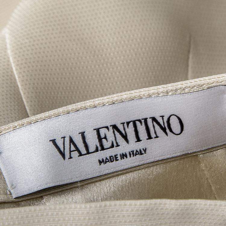 Pre Owned Valentino Beige Silk Pencil Skirt M