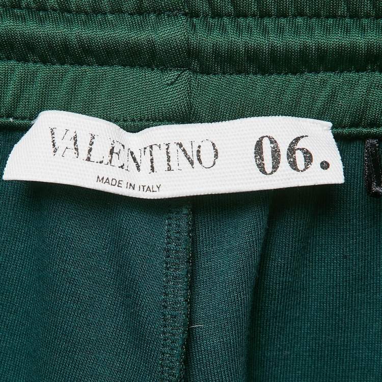 Pre Owned Valentino Green Jersey Studded Jogger Pants M