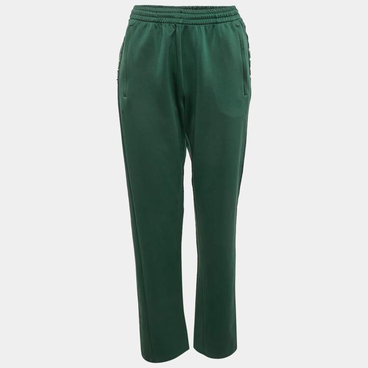 Pre Owned Valentino Green Jersey Studded Jogger Pants M