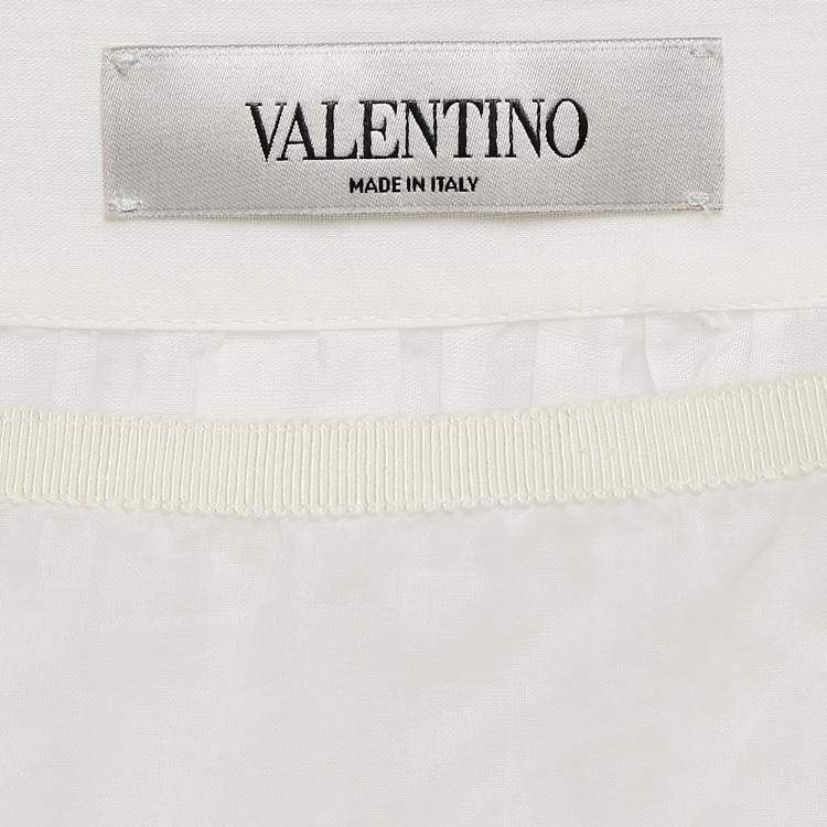 Pre Owned Valentino White Cotton Flounce Maxi Skirt M