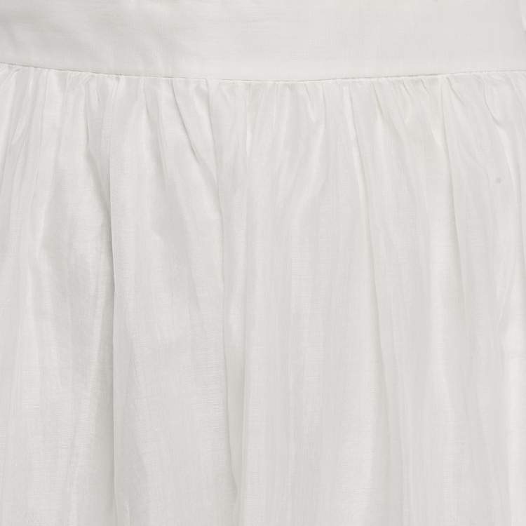 Pre Owned Valentino White Cotton Flounce Maxi Skirt M