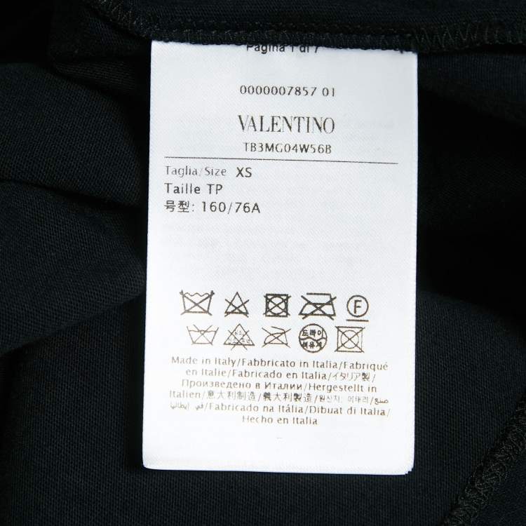 Pre Owned Valentino Black Cotton Feather Trimmed Tunic Top XS