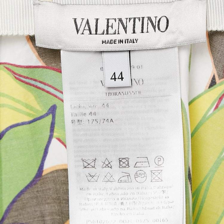 Pre Owned Valentino Multicolor Printed Cotton Midi Skirt M