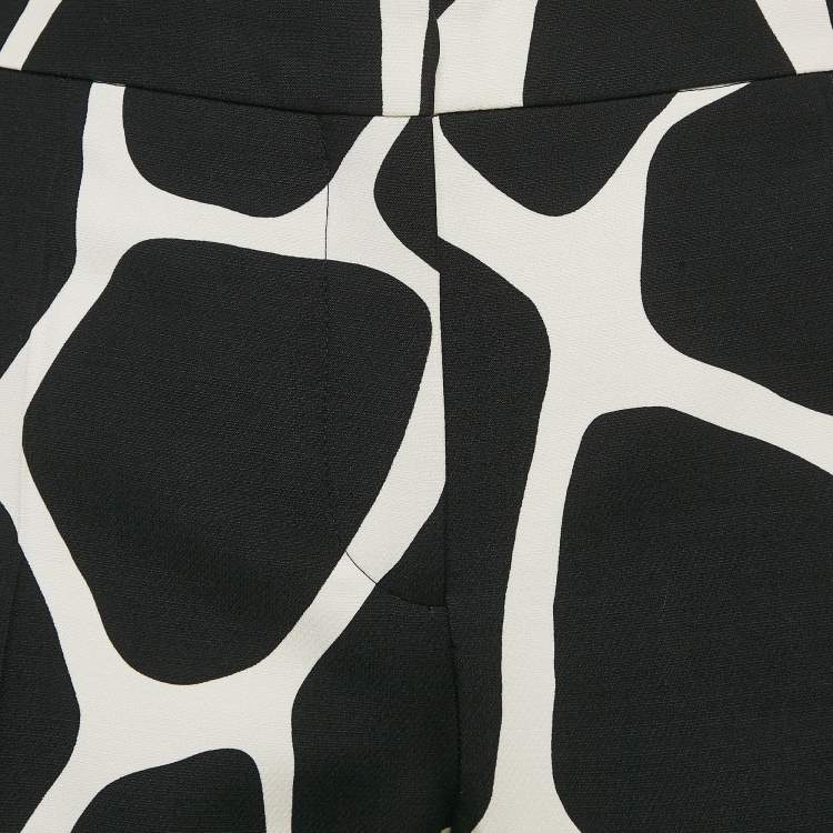Pre Owned Valentino Black/White Printed Wool Blend Wide Leg Pants M