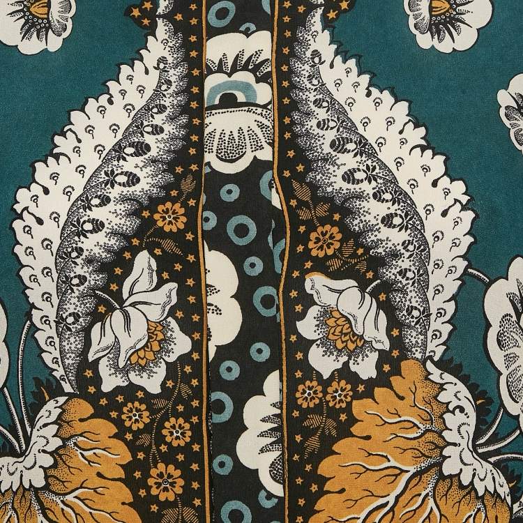 Pre Owned Valentino Multicolor Printed Silk Full Sleeve Midi Dress M
