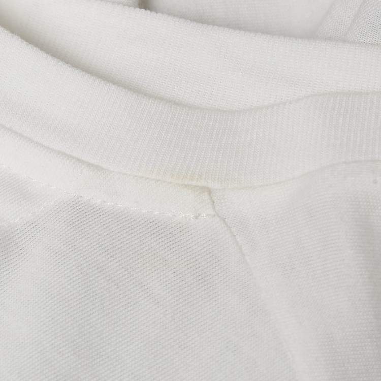 Pre Owned Valentino White Logo Print Cotton Knit and Lace Flared Midi Dress M