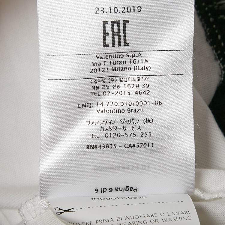 Pre Owned Valentino White Logo Print Cotton Knit and Lace Flared Midi Dress M
