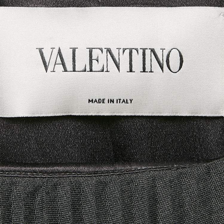 Pre Owned Valentino Dark Grey Wool Blend Pleated Sleeveless Short Dress M