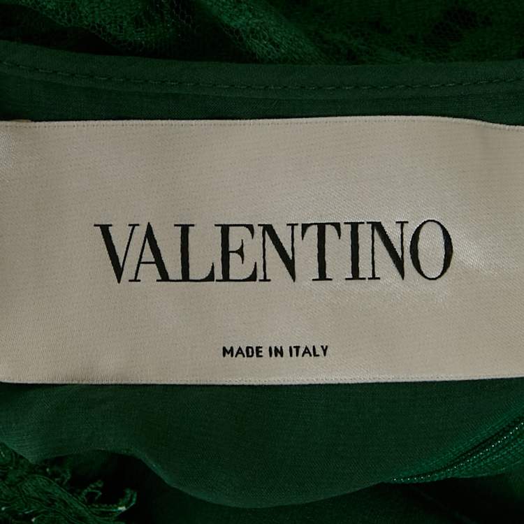 Pre Owned Valentino Green Lace Long Sleeve Jumpsuit S
