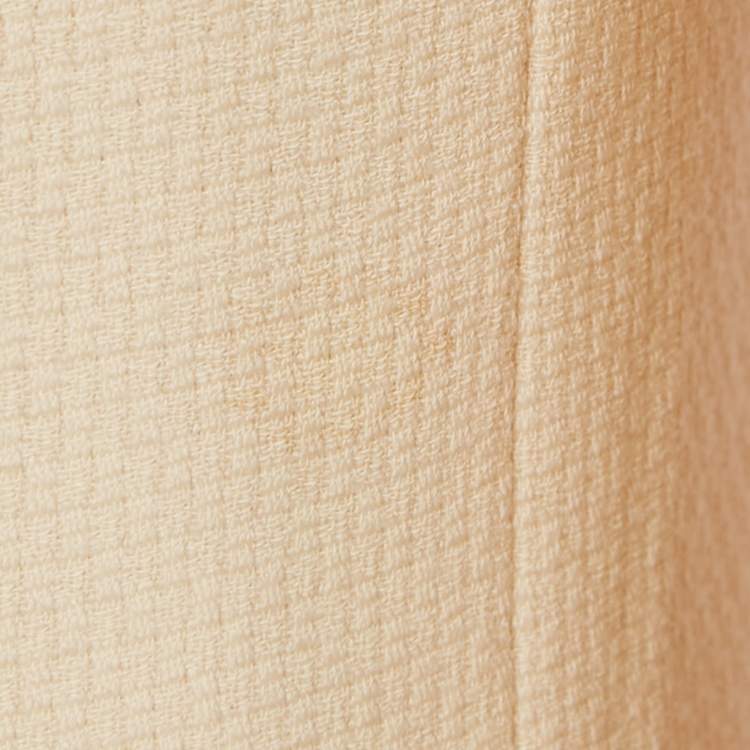 Pre Owned Valentino Vintage Cream Basket Weave Double Breasted Blazer M