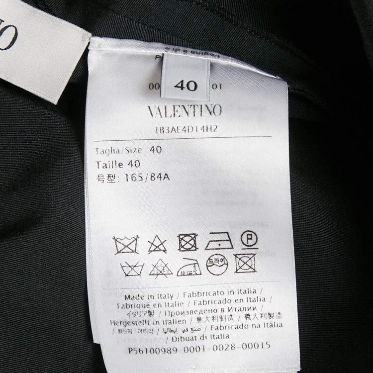 Pre Owned Valentino Black Cotton Blend Tie-Up Neck Detail Puff Sleeve Top S