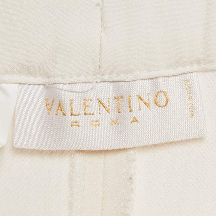 Pre Owned Valentino Off-White Crepe Pants M