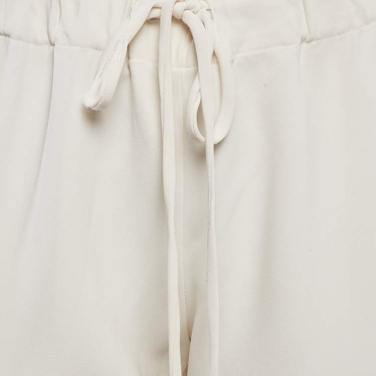 Pre Owned Valentino Off-White Crepe Pants M