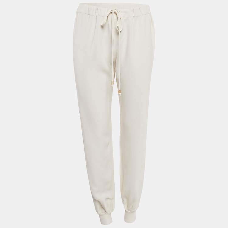Pre Owned Valentino Off-White Crepe Pants M