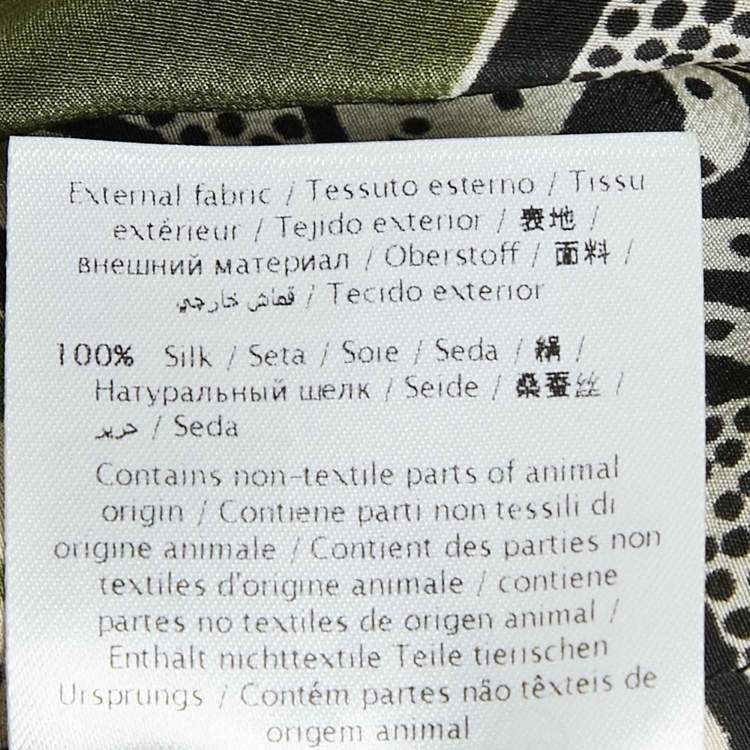 Pre Owned Valentino Green Abstract Print Silk Cape Mini Dress L