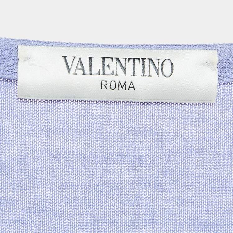 Pre Owned Valentino Light Purple Cotton Belted Open Cardigan M