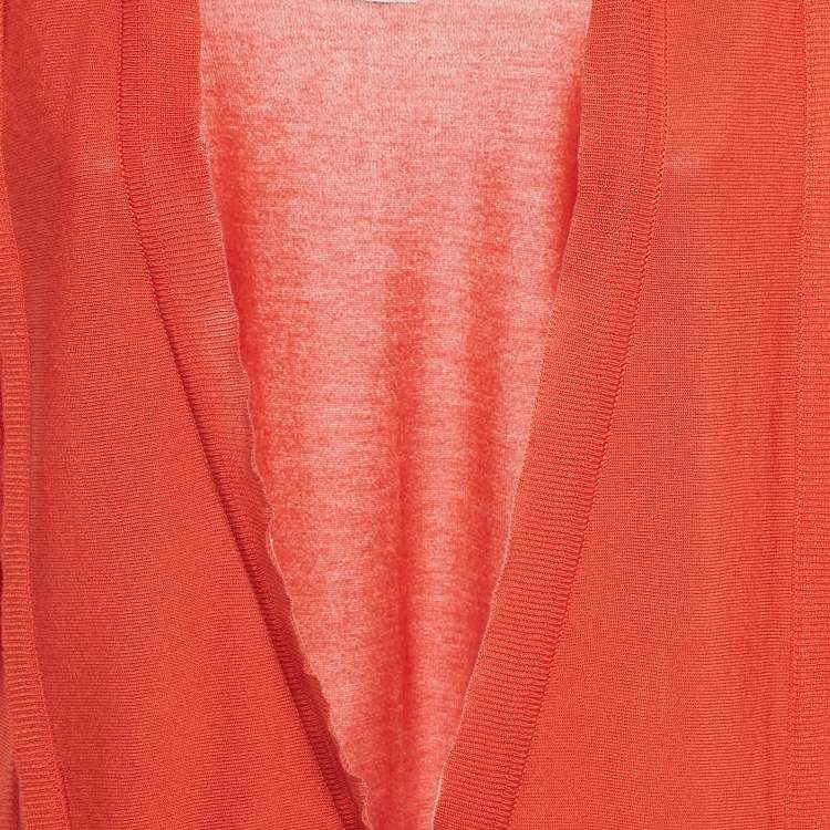 Pre Owned Valentino Red Cotton Blend Button Front Cardigan M