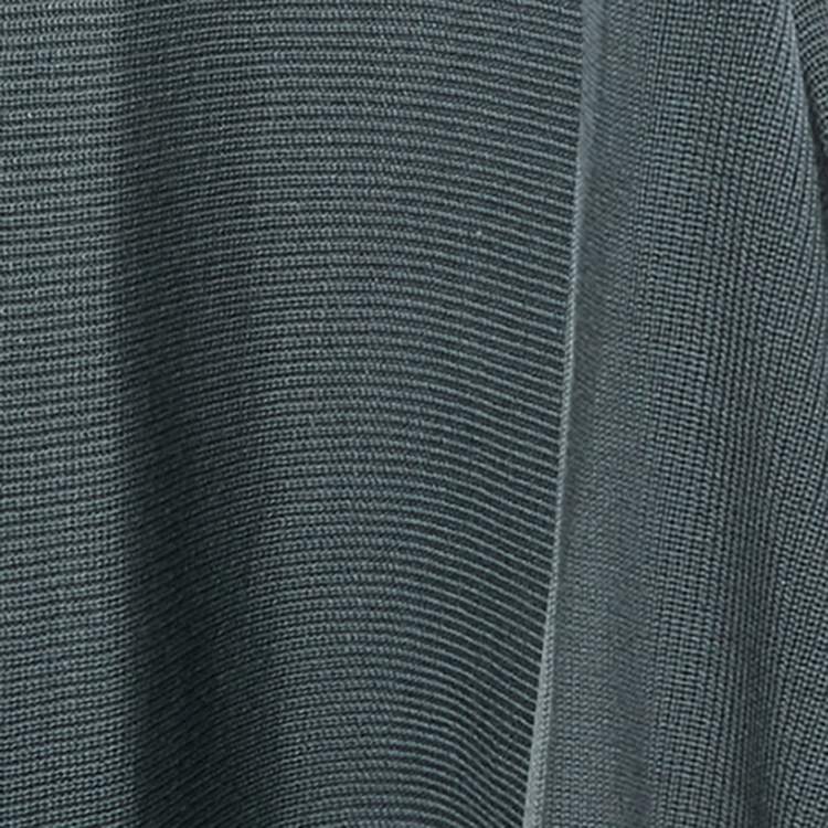 Pre Owned Valentino Grey Wool Rib Knit & Lace Trim Open Cardigan M