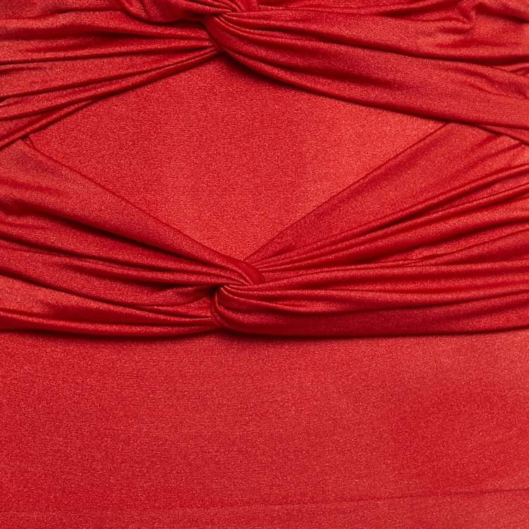 Pre Owned Valentino Wolford Red Lycra String Bodysuit S