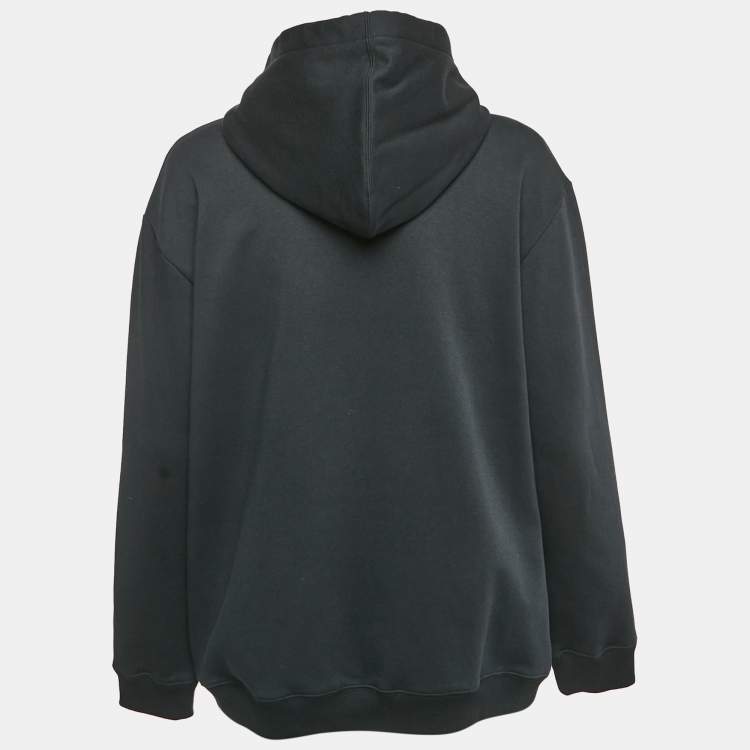 Pre Owned Valentino Black Vlogo Print Cotton Zip Up Hoodie S