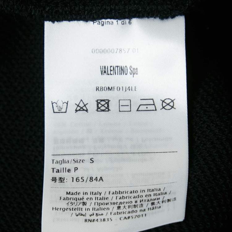 Pre Owned Valentino Black Vlogo Print Cotton Zip Up Hoodie S