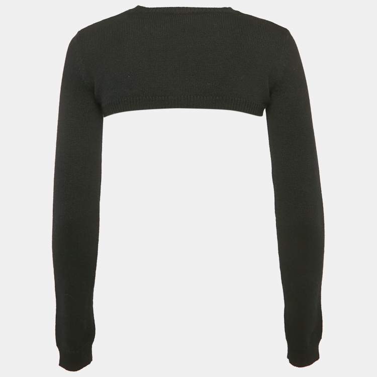 Pre Owned Valentino Black Cashmere Knit Crop Sweater S