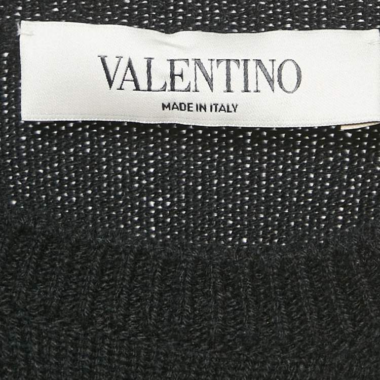 Pre Owned Valentino Black Cashmere Knit Crop Sweater S