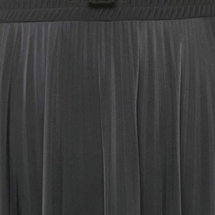 Pre Owned Valentino Black Pleated Nylon Maxi Skirt L