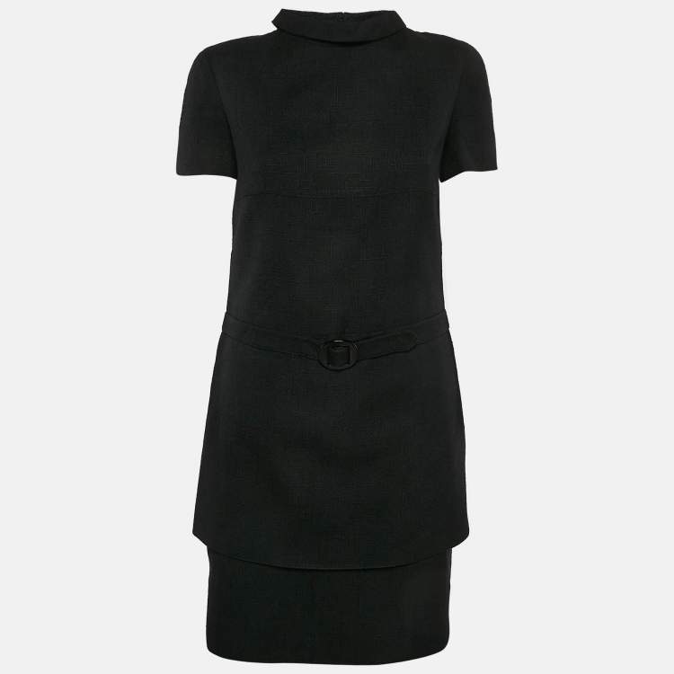 Pre Owned Valentino Garavani Black Viscose Mini Dress and Skirt Set M