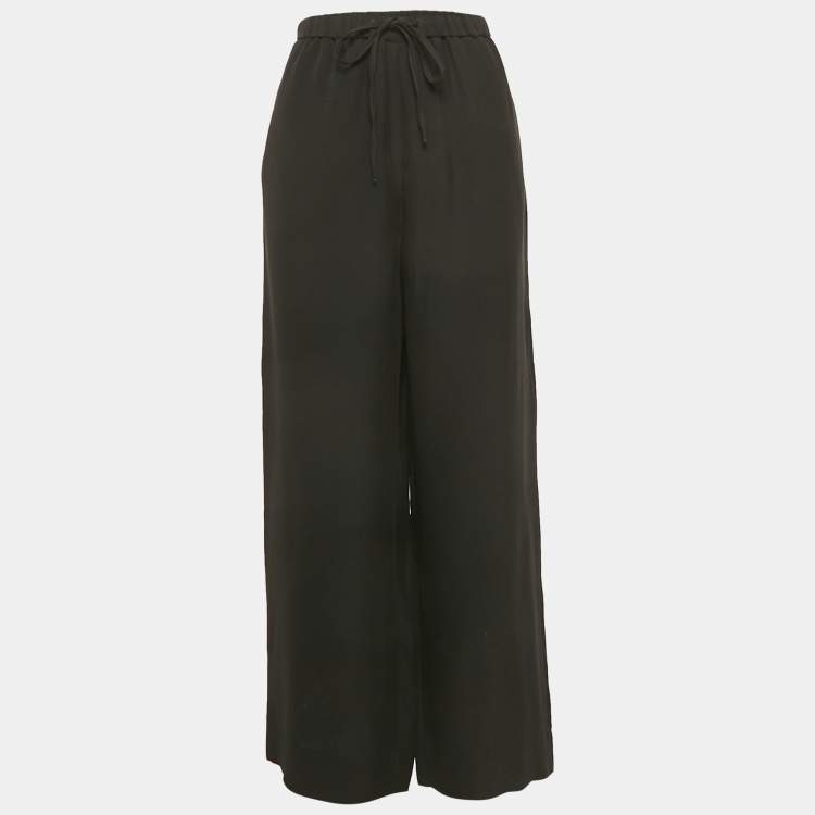 Pre Owned Valentino Black Crepe Wide Leg Trousers M