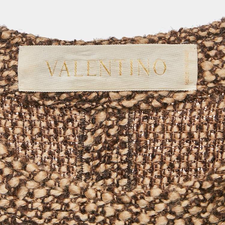 مملوكة مسبقًا Valentino Brown/Beige Tweed Sleeveless Mini Dress M