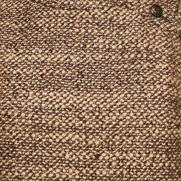 مملوكة مسبقًا Valentino Brown/Beige Tweed Sleeveless Mini Dress M
