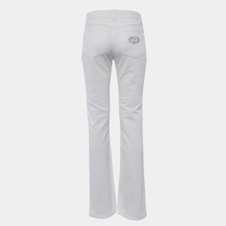 Pre Owned Valentino Vintage White Cotton Slim Fit Jeans M/Waist 30"
