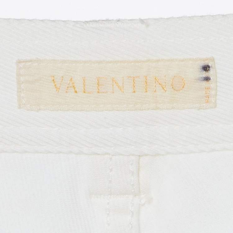 Pre Owned Valentino Vintage White Cotton Slim Fit Jeans M/Waist 30"