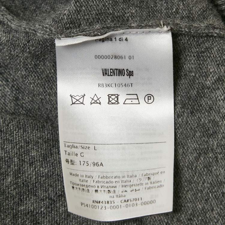 Pre Owned Valentino Grey VLTN Intarsia Wool Blend Sweatshirt L