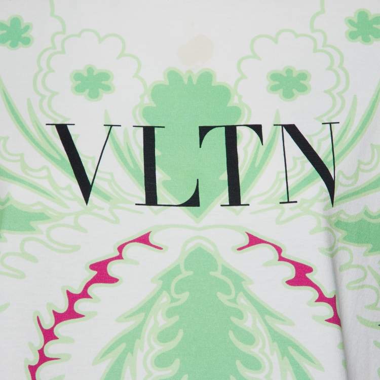 Pre Owned Valentino Multicolor VLTN Logo Print Crew Neck T-Shirt S