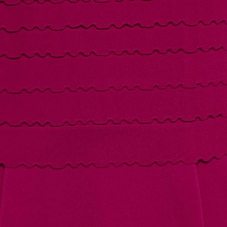 Pre Owned Valentino Red Knit Ruffled Sleeveless Short Dress L