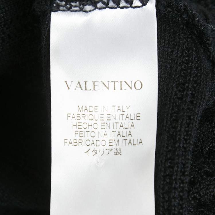 Pre Owned Valentino Black Wool Knit Sleeveless Flounce Mini Dress M
