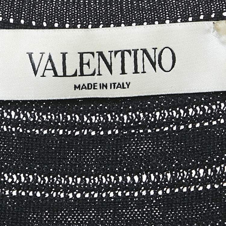 Pre Owned Valentino Black Wool Knit Sleeveless Flounce Mini Dress M