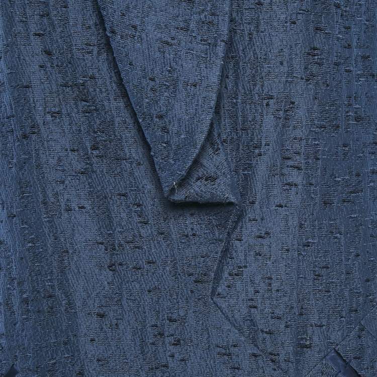 Pre Owned Valentino Blue Textured Silk Button Detail Short Dress M