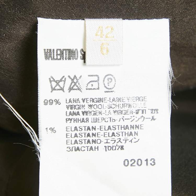 Pre Owned Valentino Brown Plaid Wool Sleeveless Flounce Short Dress M
