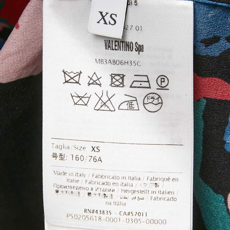 Pre Owned Valentino Black Printed Silk Pajama Shirt and Shorts Set XS