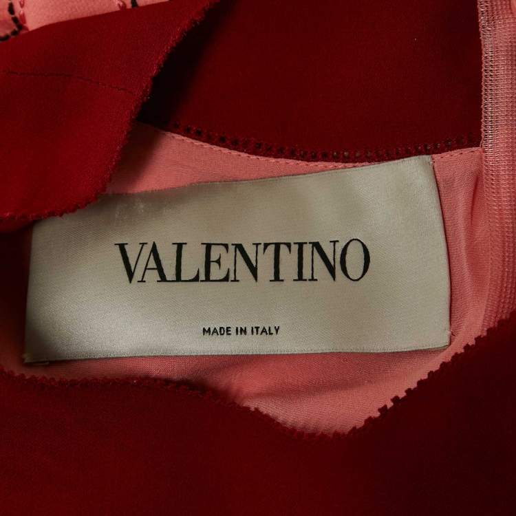 Pre Owned Valentino Pink Bead Embroidered Silk Sleeveless Maxi Dress S