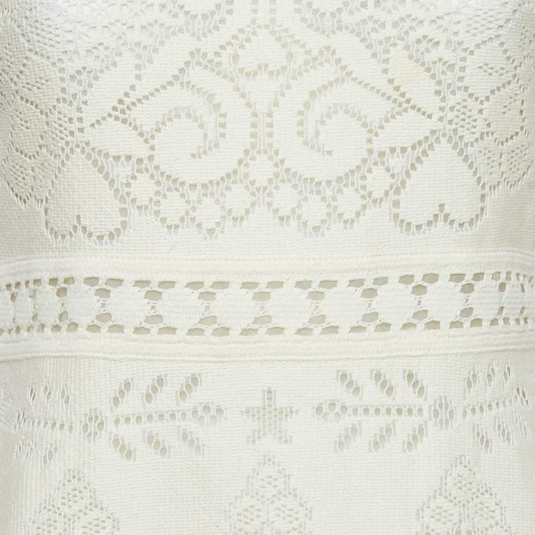 Pre Owned Valentino Off-White Lace Sleeveless Mini Dress S