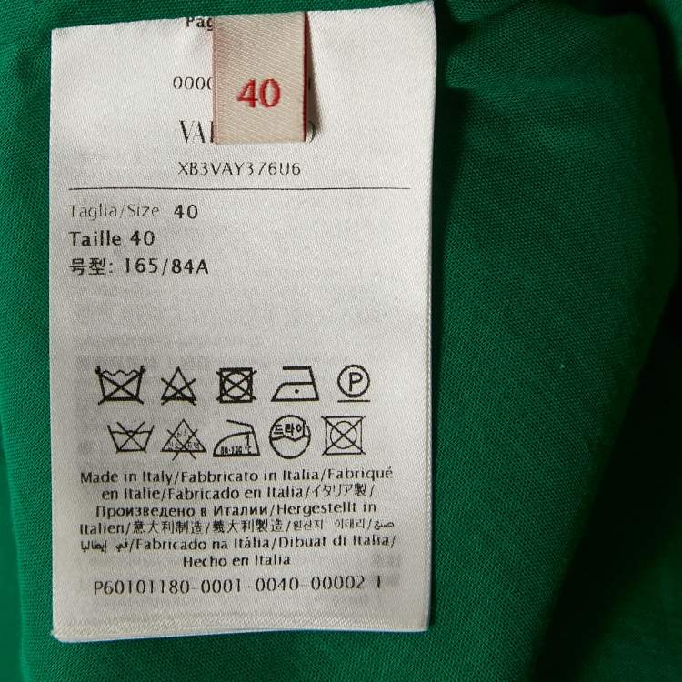 Pre Owned Valentino Green Patterned Knit Strappy Mini Dress S