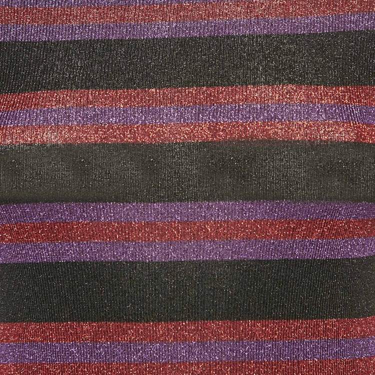 Pre Owned Valentino Purple/Black Striped Lurex Knit Jumper M